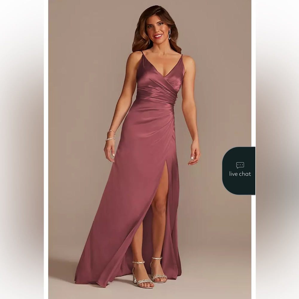 David’s Bridal Galina Signature Charmeuse Draped Strappy Dress